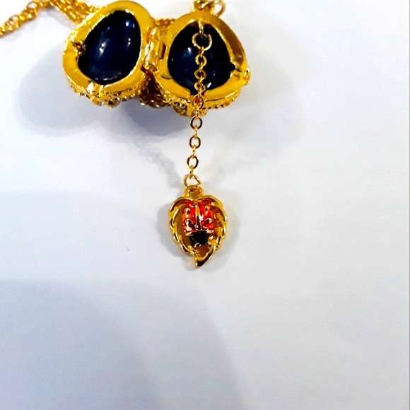 NWOT Keren Kopal Blue Open Egg Pendant with Beetle - Picture 4 of 8